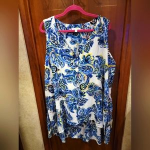 Spense Woman Hi Lo Floral Print Long Top Sz 2X NWT